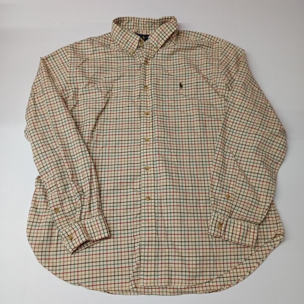 Ralph Lauren Shirt Men's Size 2XL Beige Multi Check Classic